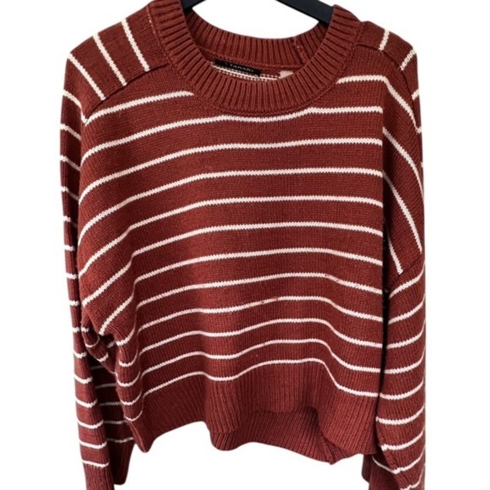 Tahari Rust and Cream Striped Sweater